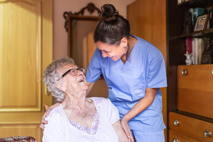 A carer with an elderly patient